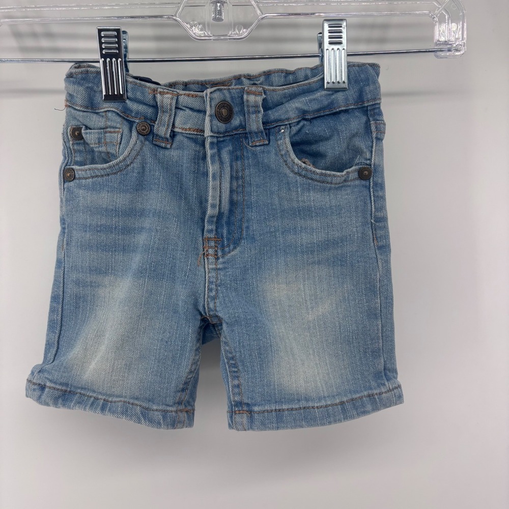 7 For All Mankind Kids Denim Shorts Elastic Waist Adjustable Light Wash